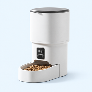 Compact Timer Pet Feeder – Pearl White