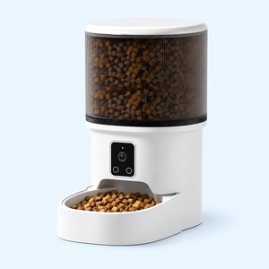 Compact Camera Wi-Fi Pet Feeder – White and Smoke