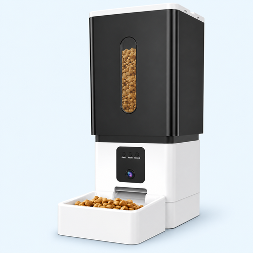 12 L Wi-Fi Dog Feeder with Camera — Black and White