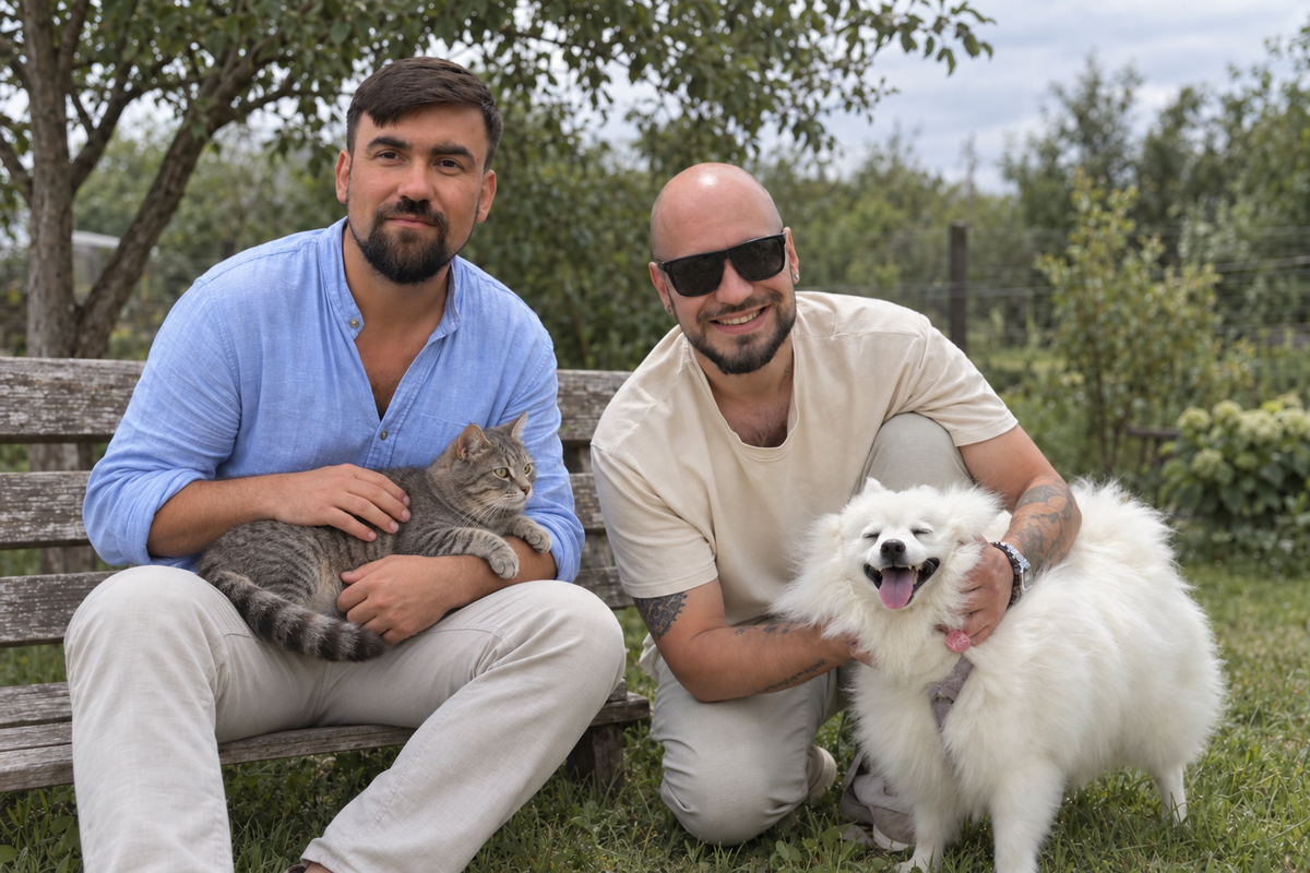 HYGEON founders Vladimir and Sergey with their pets