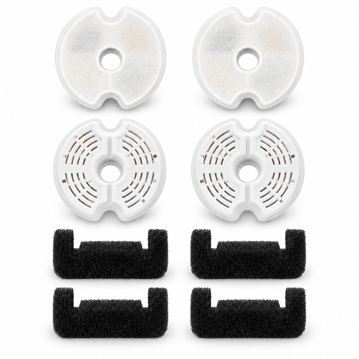 Notched Round Fountain Filter Set — 4 Filters + 4 Pump Sponges