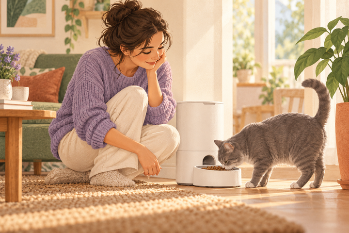 Introducing a cat to an automatic feeder