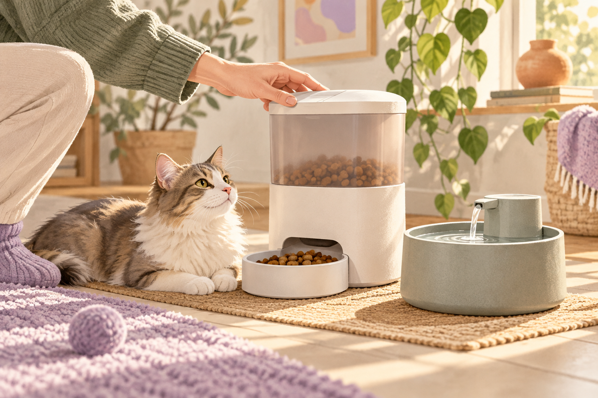 Checking a pet feeding station