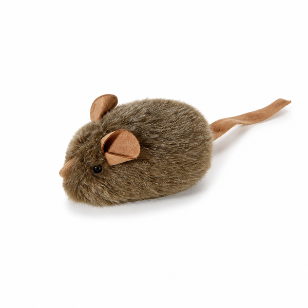 HYGEON SqueakMouse Touch-Activated Plush Cat Toy, Brown
