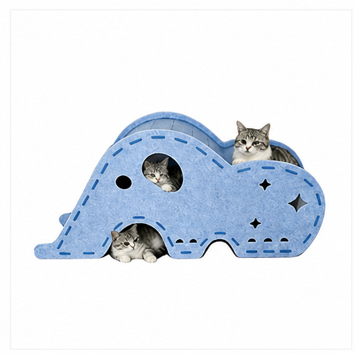HYGEON ElephantTunnel Felt Cat Hideaway & Play Tunnel