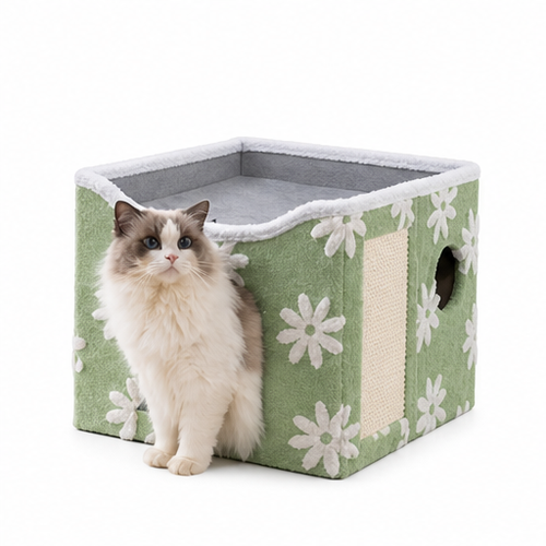 HYGEON ScratchLounge Foldable Two-Level Cat House