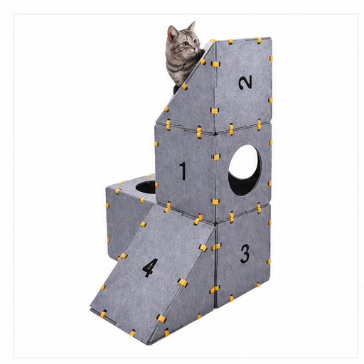 HYGEON PanelNest Flat-Pack Felt Cat House