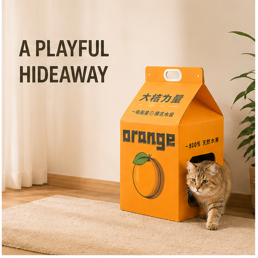 HYGEON CartonHide Fold-Flat Cardboard Cat House & Scratcher
