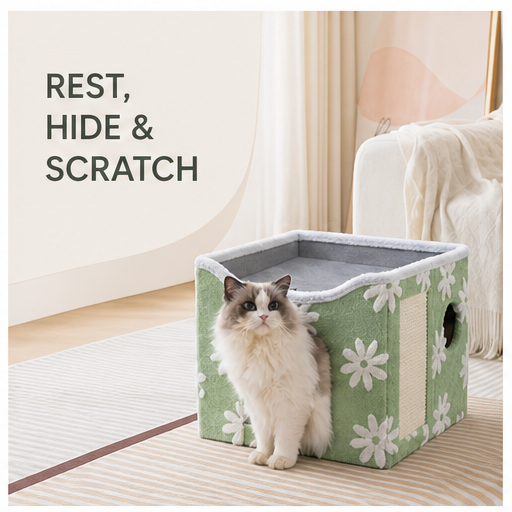 HYGEON ScratchLounge Foldable Two-Level Cat House