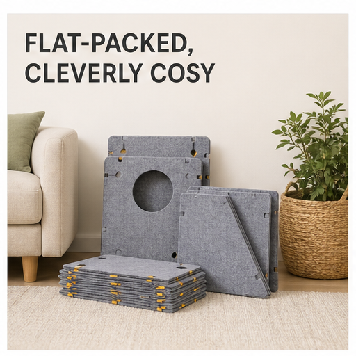 HYGEON PanelNest Flat-Pack Felt Cat House