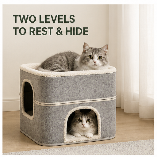 HYGEON DuoDen Foldable Two-Level Cat House