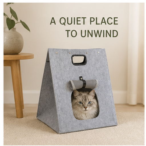 HYGEON FeltNest Foldable Felt Cat Tent with Carry Handle