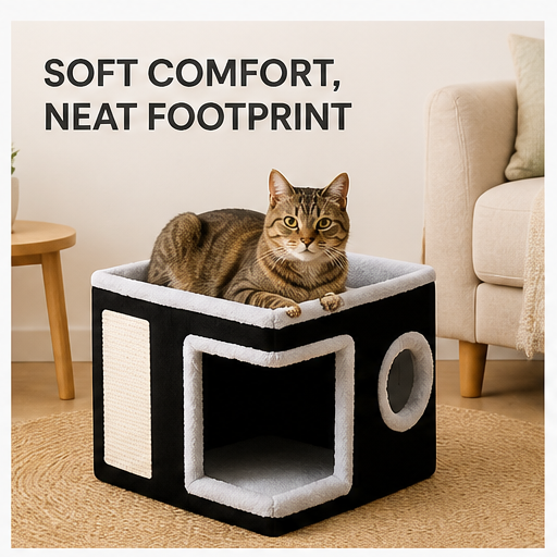 HYGEON PlushFold Foldable Pet House with Removable Cushions