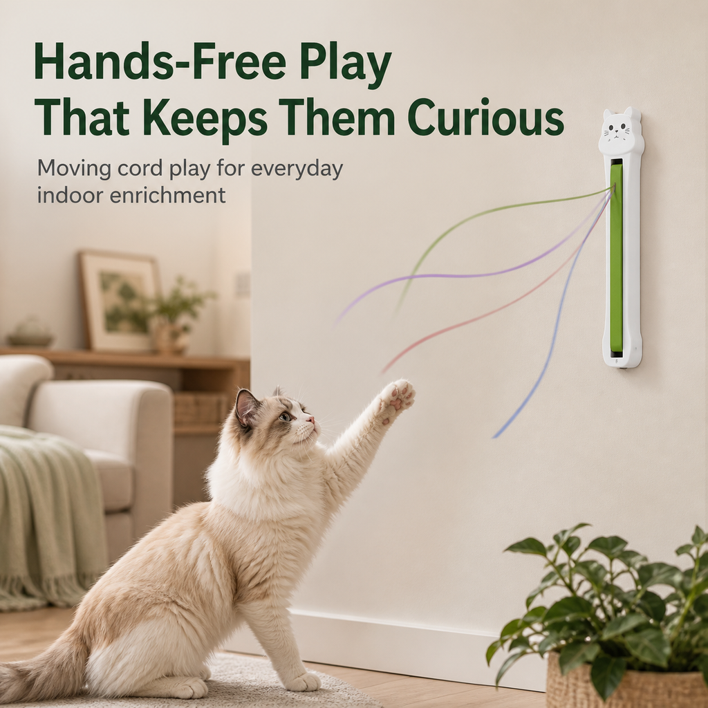 HYGEON SpinString Automatic Cat Teaser, Wall-Mounted Interactive Toy