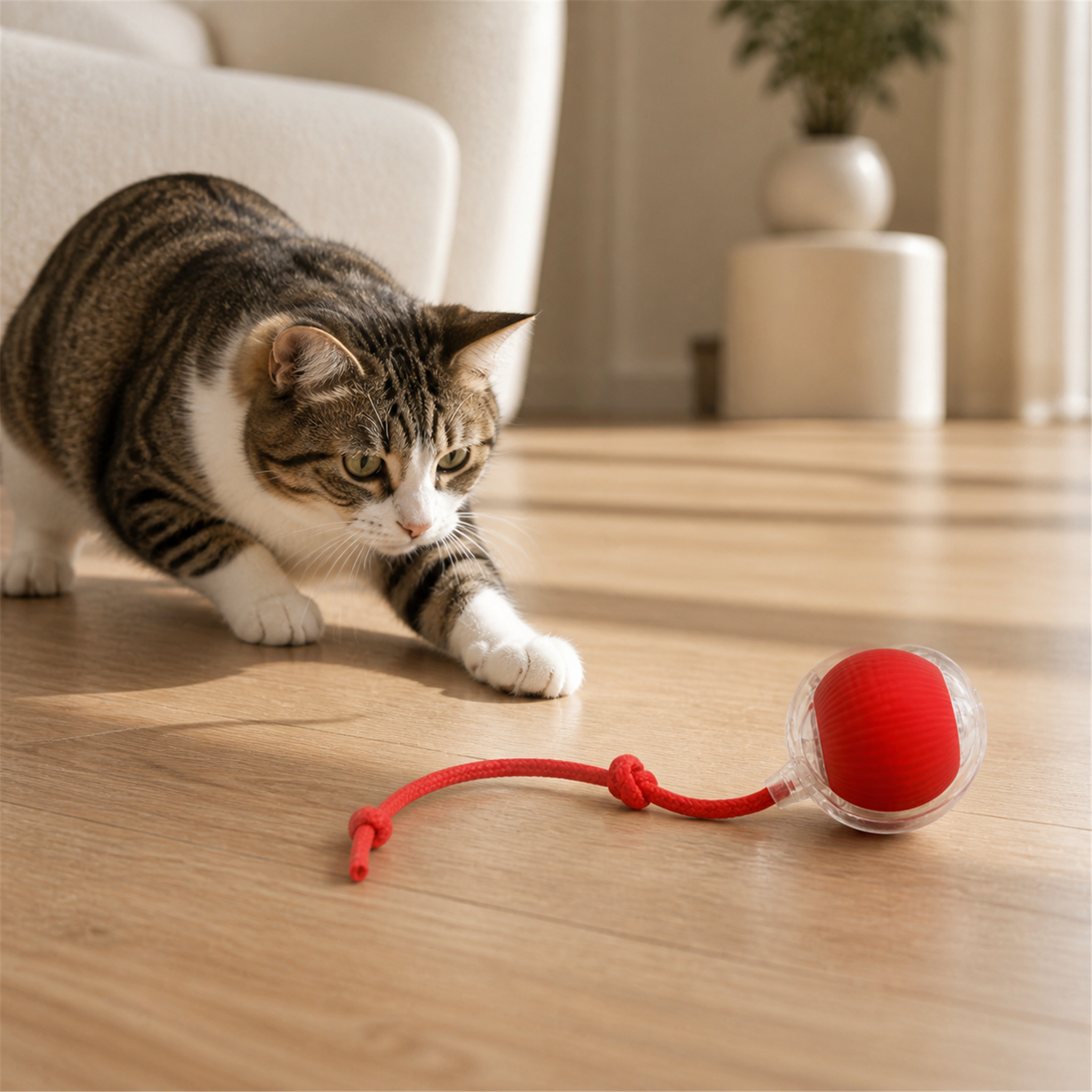 HYGEON RollTail Interactive Cat Ball with Long Cord