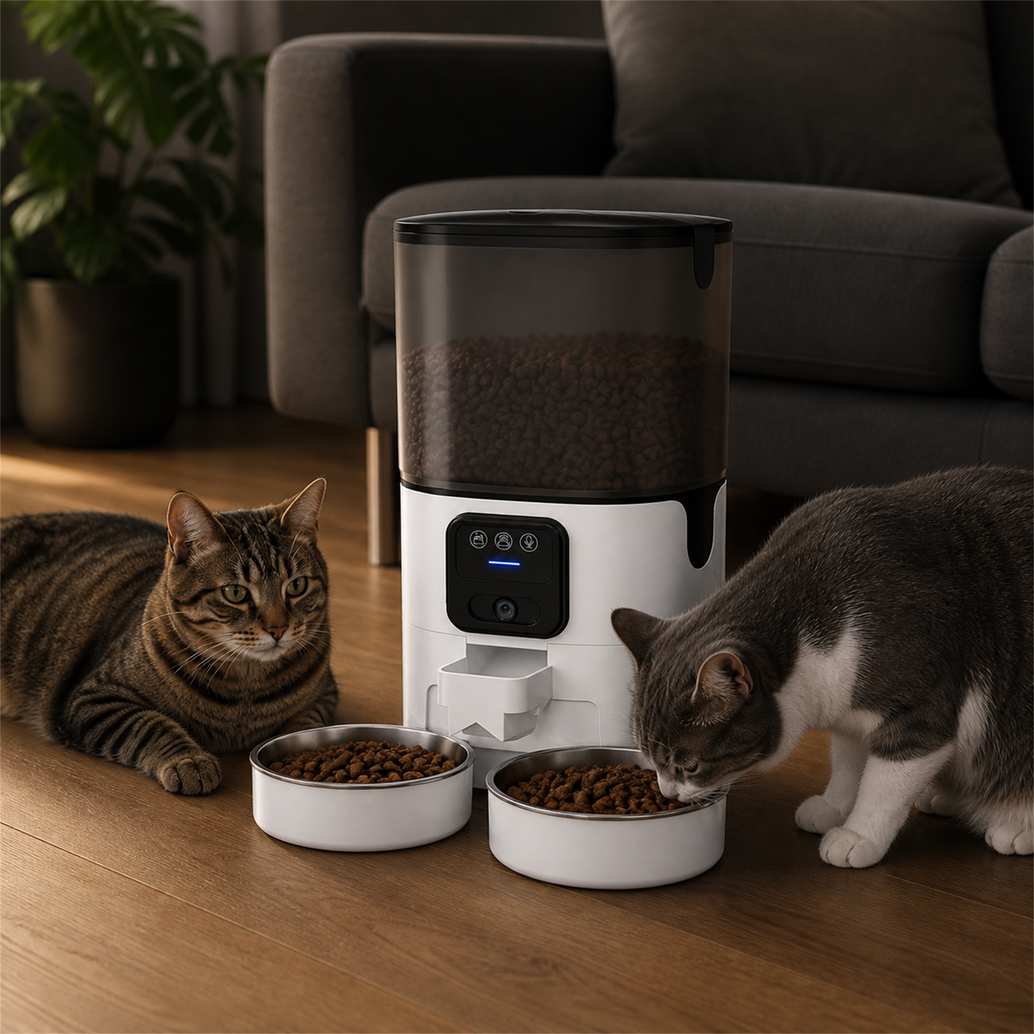HYGEON DuoFeed 7L Smart Pet Feeder with 1080p Camera & Dual Bowls