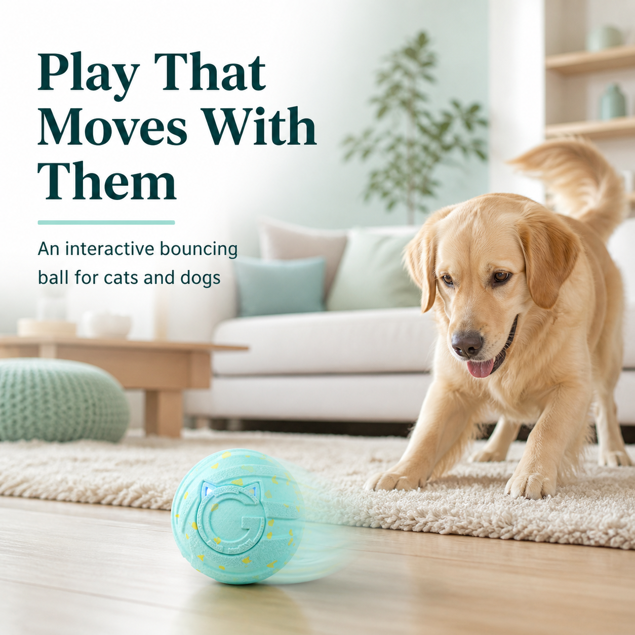HYGEON GlowBounce Interactive Pet Ball, ETPU, Remote-Control Option