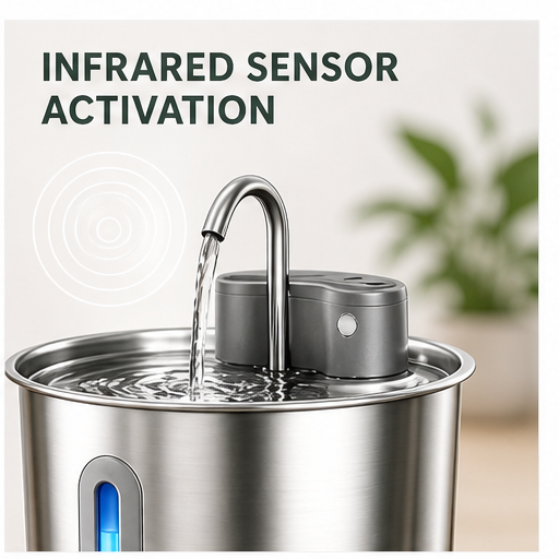 HYGEON SenseSteel 2.2L Infrared Sensor Pet Water Fountain