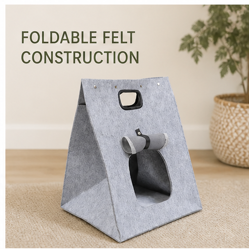 HYGEON FeltNest Foldable Felt Cat Tent with Carry Handle