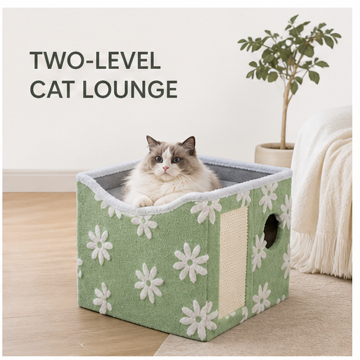 HYGEON ScratchLounge Foldable Two-Level Cat House