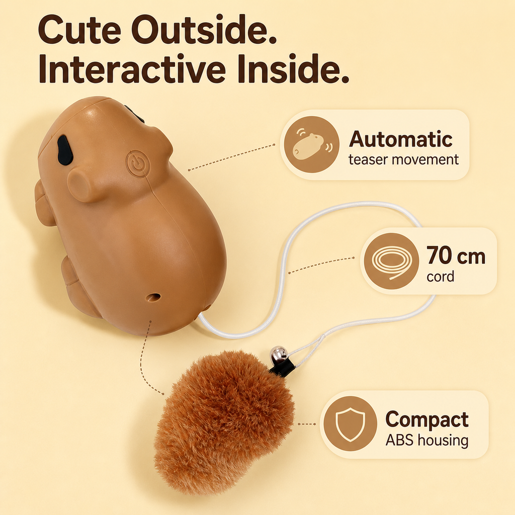 HYGEON CapyPlay Automatic Cord Cat Toy, Brown