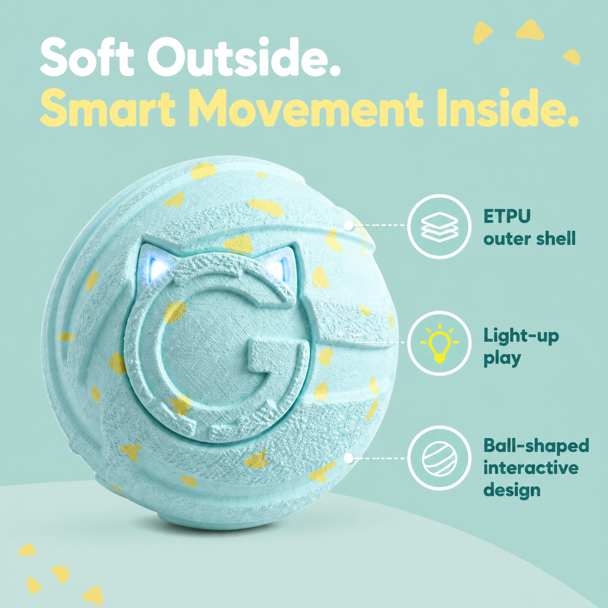 HYGEON GlowBounce Interactive Pet Ball, ETPU, Remote-Control Option