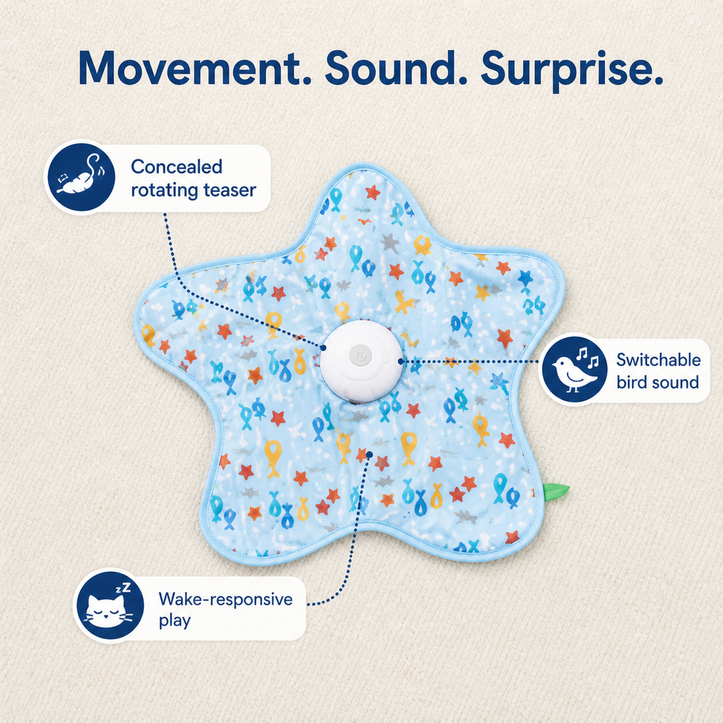 HYGEON HuntStar Rotating Cat Toy with Feather Teaser, 500mAh