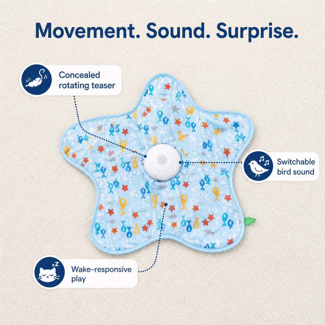 HYGEON HuntStar Rotating Cat Toy with Feather Teaser, 500mAh