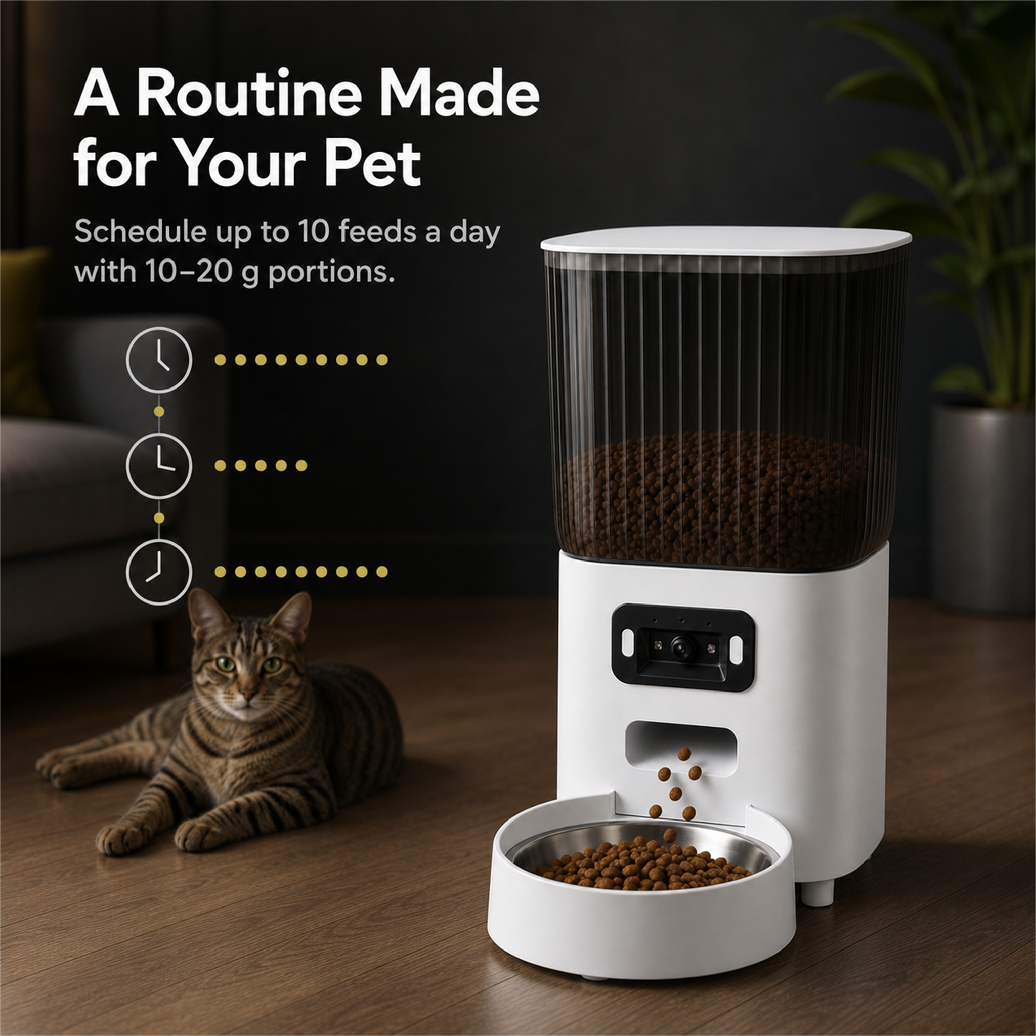 HYGEON ViewFeed 5L Smart Pet Feeder with Camera & Two-Way Audio