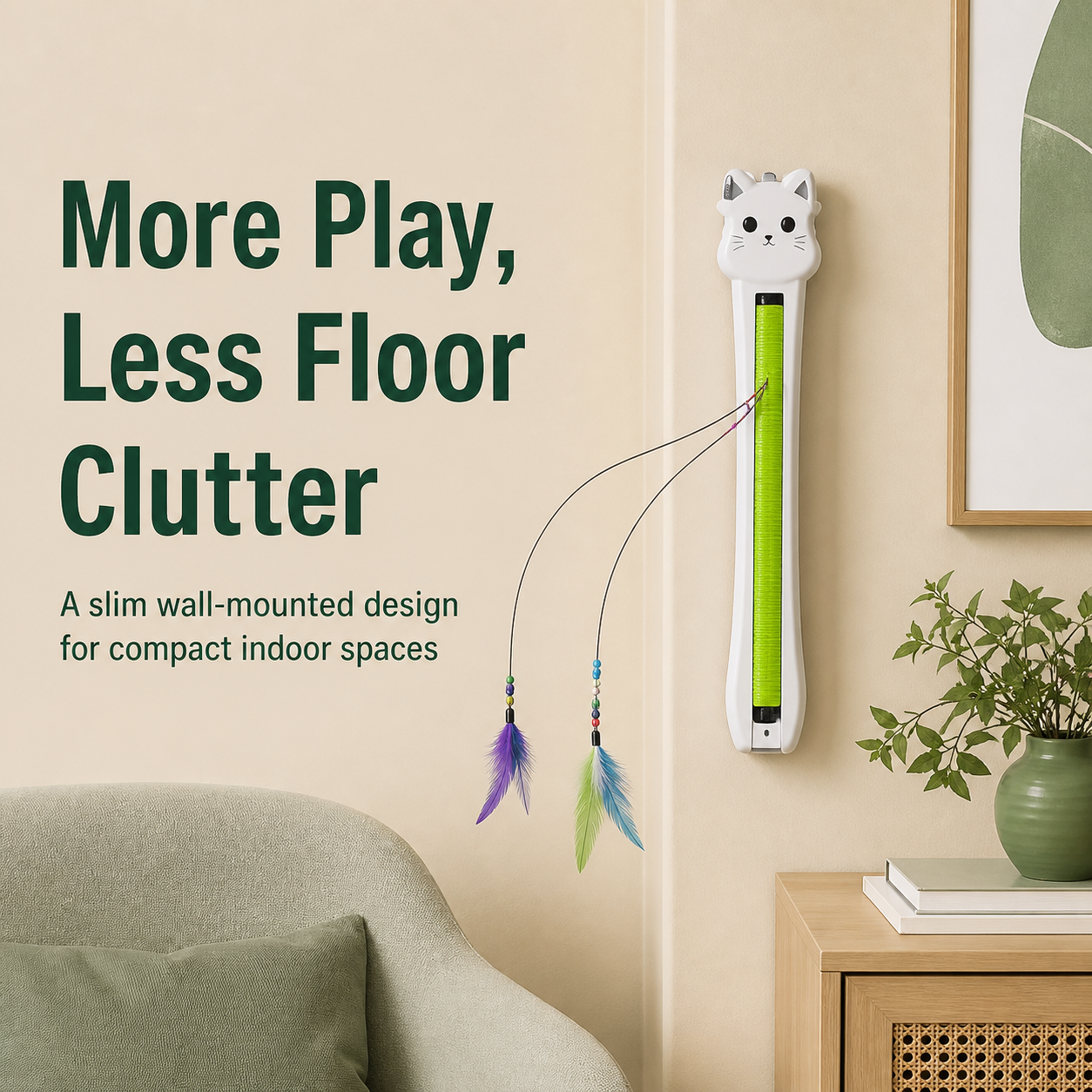 HYGEON SpinString Automatic Cat Teaser, Wall-Mounted Interactive Toy