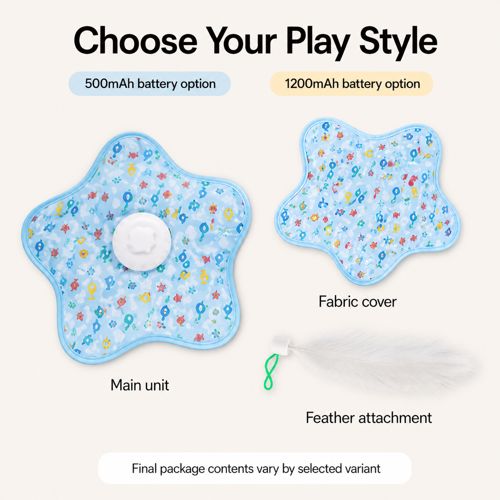 HYGEON HuntStar Rotating Cat Toy with Feather Teaser, 500mAh