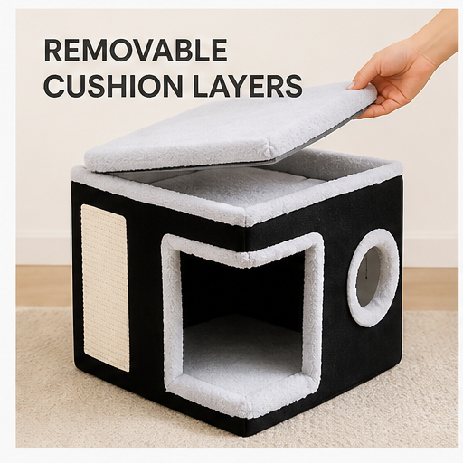 HYGEON PlushFold Foldable Pet House with Removable Cushions