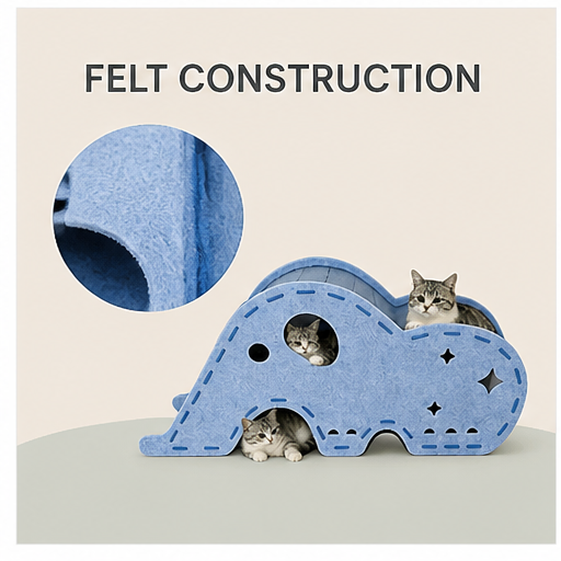 HYGEON ElephantTunnel Felt Cat Hideaway & Play Tunnel