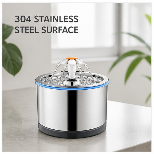 HYGEON SilverWing 2.5L 304 Stainless Steel Pet Water Fountain