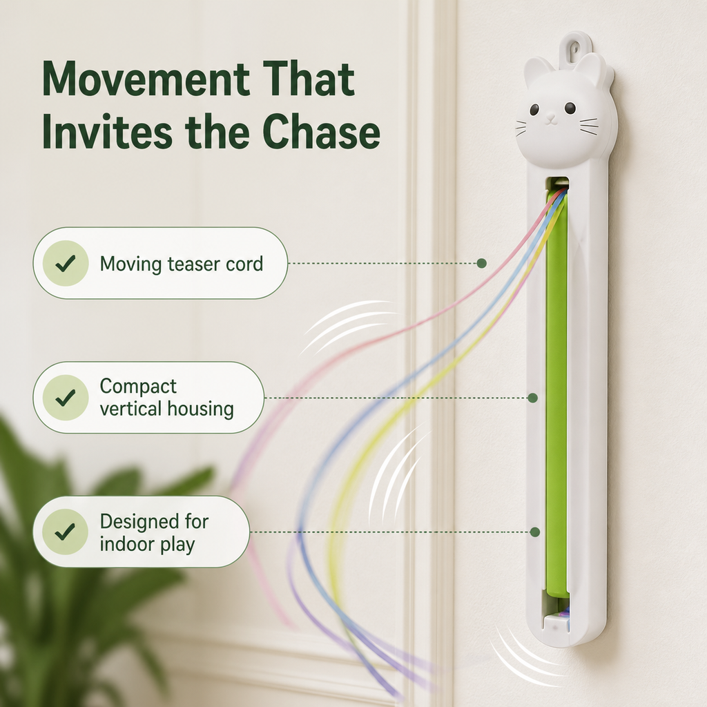 HYGEON SpinString Automatic Cat Teaser, Wall-Mounted Interactive Toy