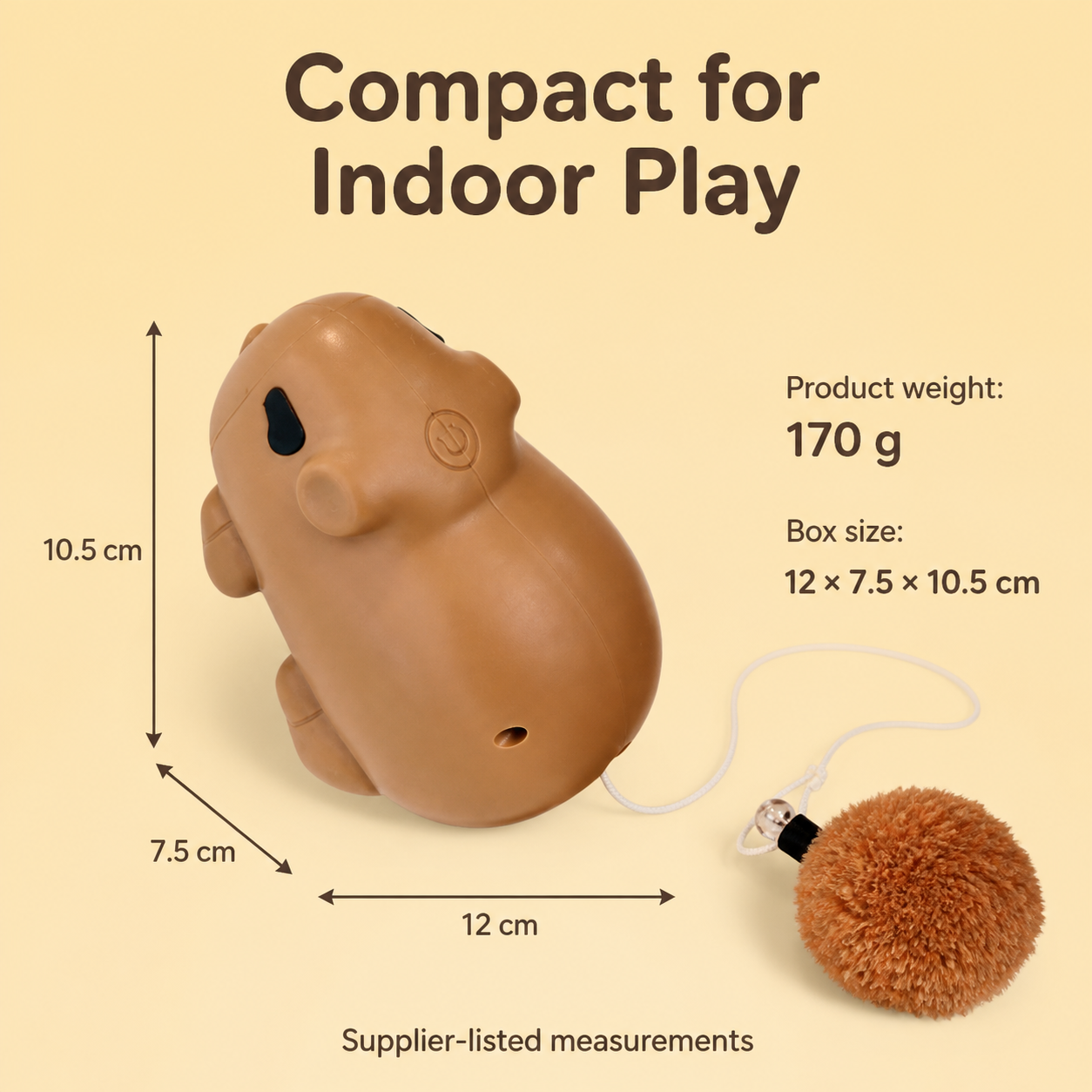 HYGEON CapyPlay Automatic Cord Cat Toy, Brown