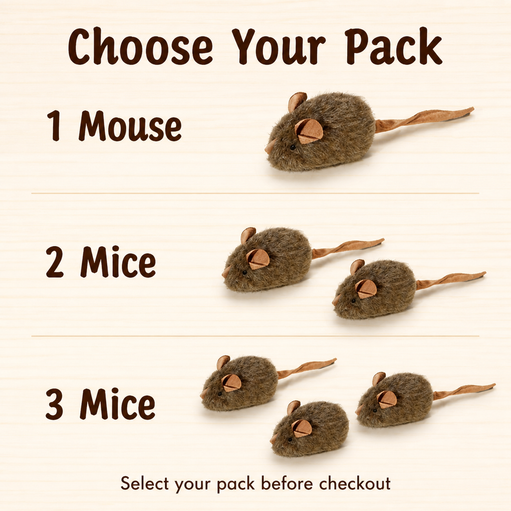 HYGEON SqueakMouse Touch-Activated Plush Cat Toy, Brown