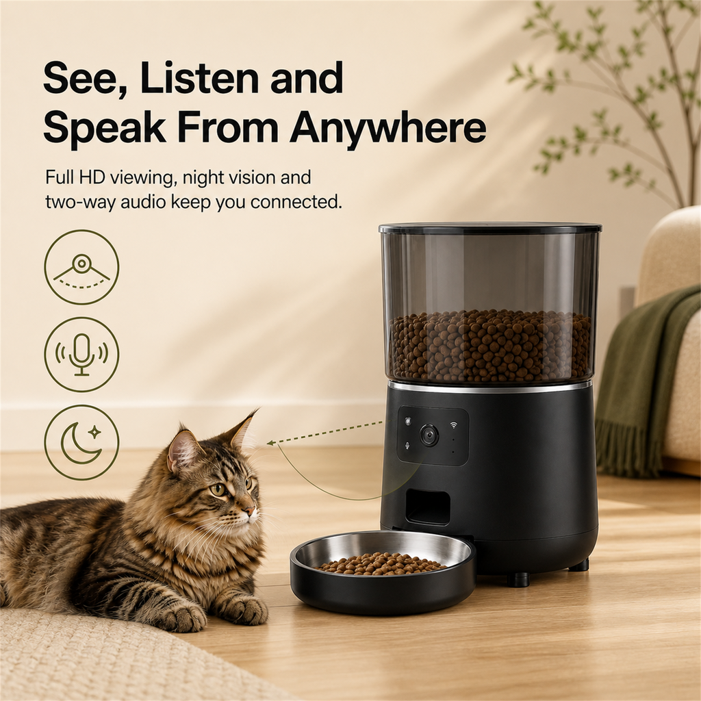 HYGEON ViewFeed 4L Smart Pet Feeder with HD Camera & Two-Way Audio
