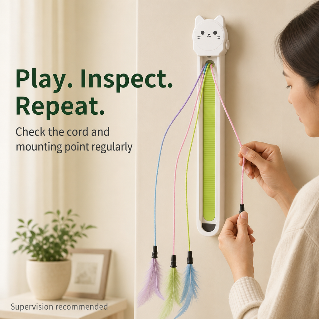 HYGEON SpinString Automatic Cat Teaser, Wall-Mounted Interactive Toy