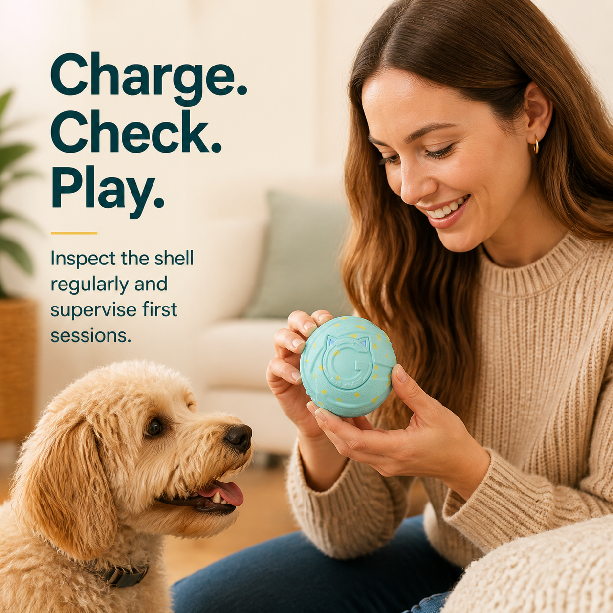 HYGEON GlowBounce Interactive Pet Ball, ETPU, Remote-Control Option