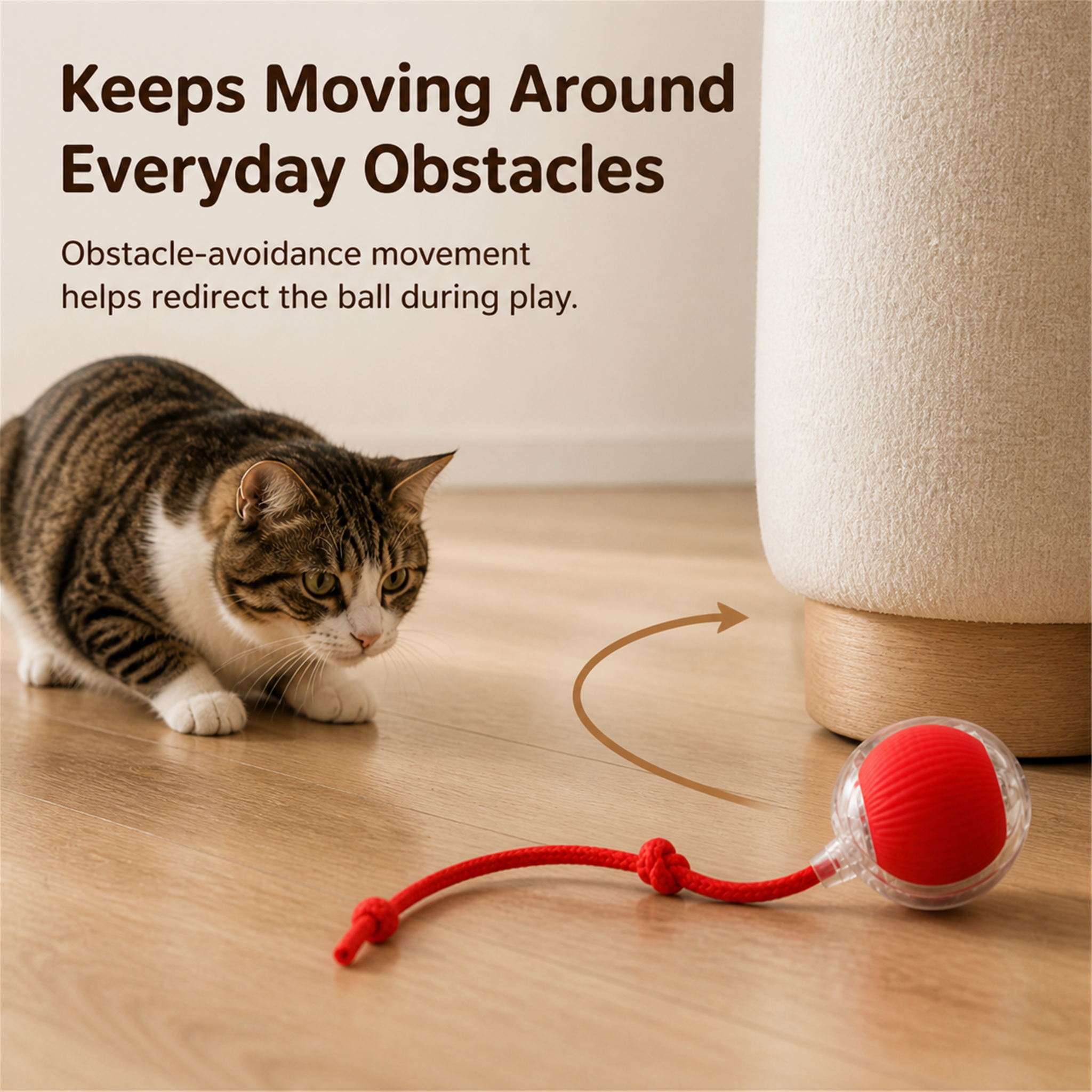 HYGEON RollTail Interactive Cat Ball with Long Cord
