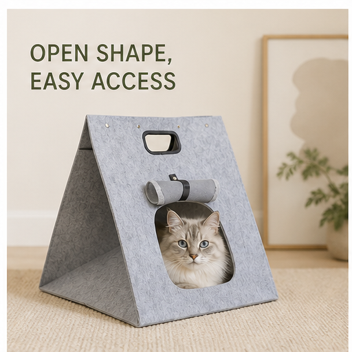 HYGEON FeltNest Foldable Felt Cat Tent with Carry Handle