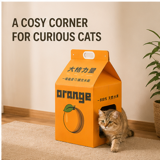 HYGEON CartonHide Fold-Flat Cardboard Cat House & Scratcher