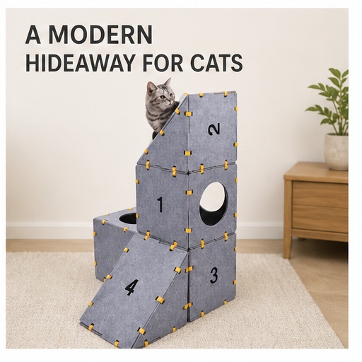 HYGEON PanelNest Flat-Pack Felt Cat House
