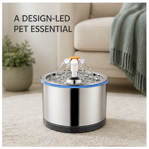 HYGEON SilverWing 2.5L 304 Stainless Steel Pet Water Fountain