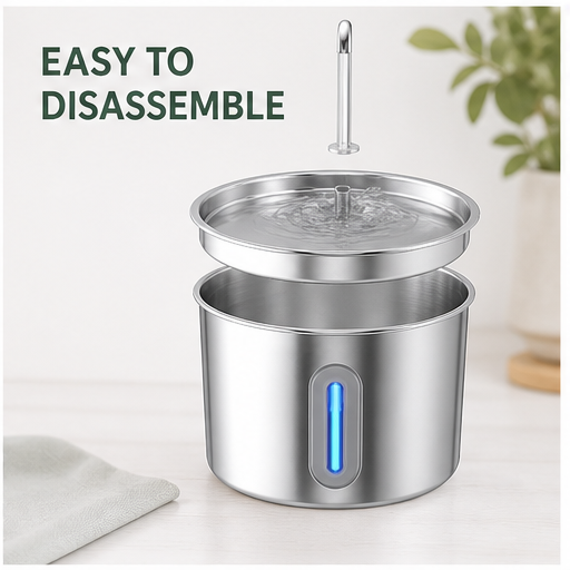 HYGEON AquaSteel 2.2L Stainless Steel Pet Water Fountain
