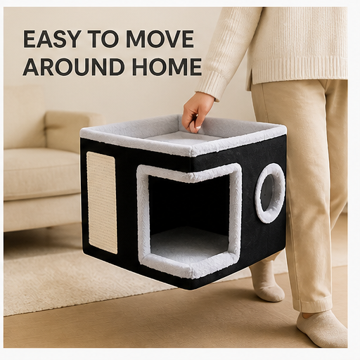 HYGEON PlushFold Foldable Pet House with Removable Cushions