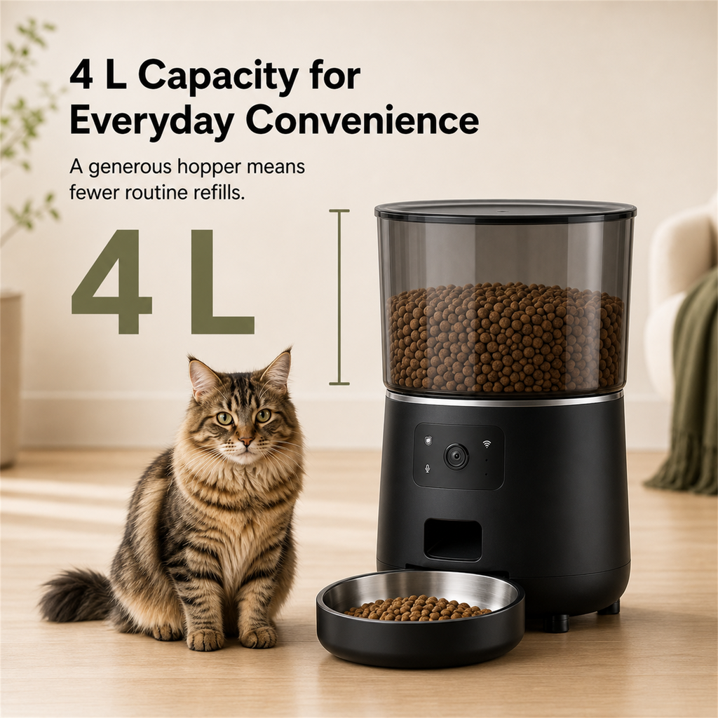 HYGEON ViewFeed 4L Smart Pet Feeder with HD Camera & Two-Way Audio