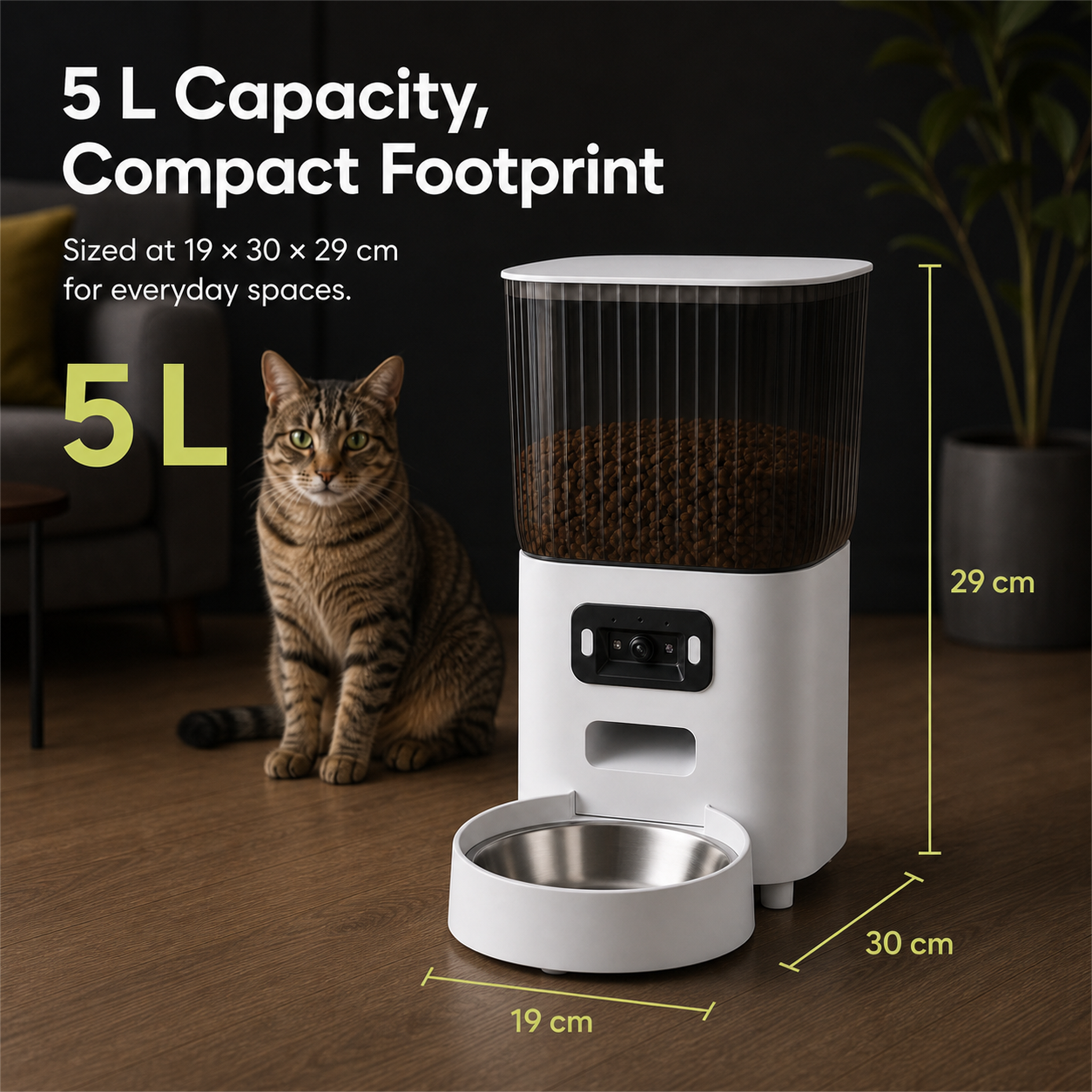 HYGEON ViewFeed 5L Smart Pet Feeder with Camera & Two-Way Audio