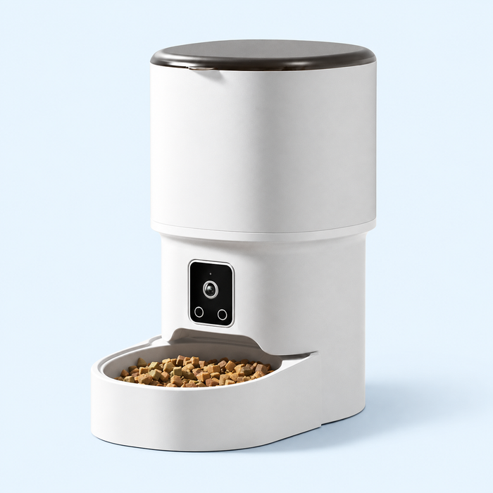 Compact Camera Wi-Fi Pet Feeder – Pearl White